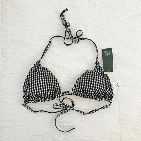 NWT Wild Fable Gingham Ruffle Bikini Top - Picture 2 of 5